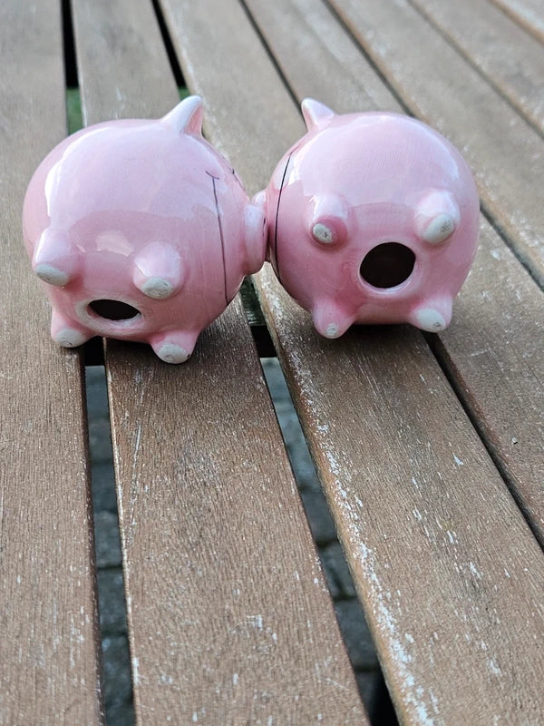 Vintage Rosa Schweinchen Pfeffer- und Salzstreuer-Set mit Magnet