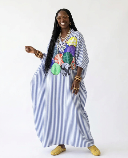 Vibrant Striped Patchwork Maxi Dress