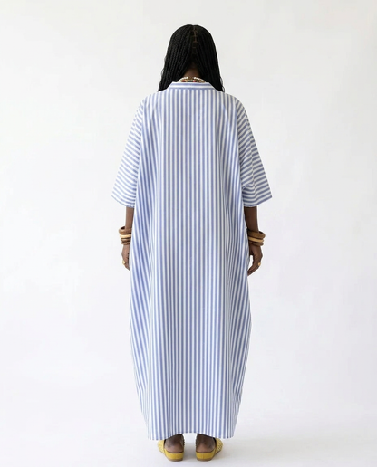 Vibrant Striped Patchwork Maxi Dress