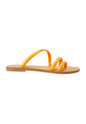 Cacau Calf Orange Leather Three-Strap Slide Sandals