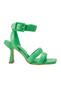 Uvaia Calf Green Leather Sandals – 8.5cm Sculpted Heel