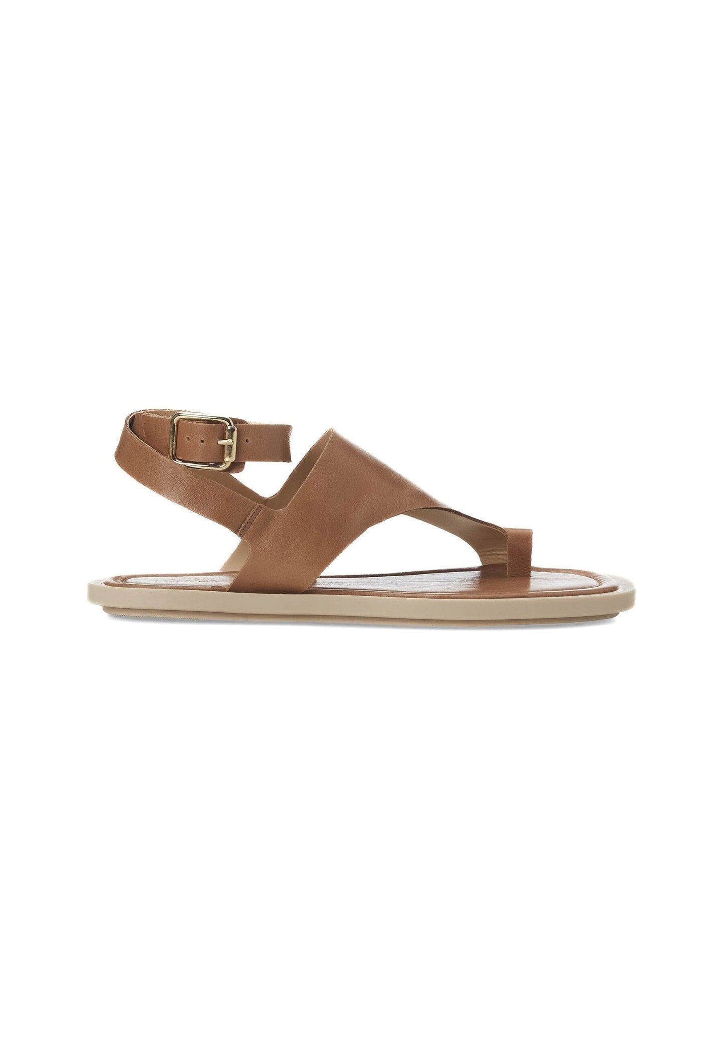 Paineira Caramel Leather Toe-Ring Flat