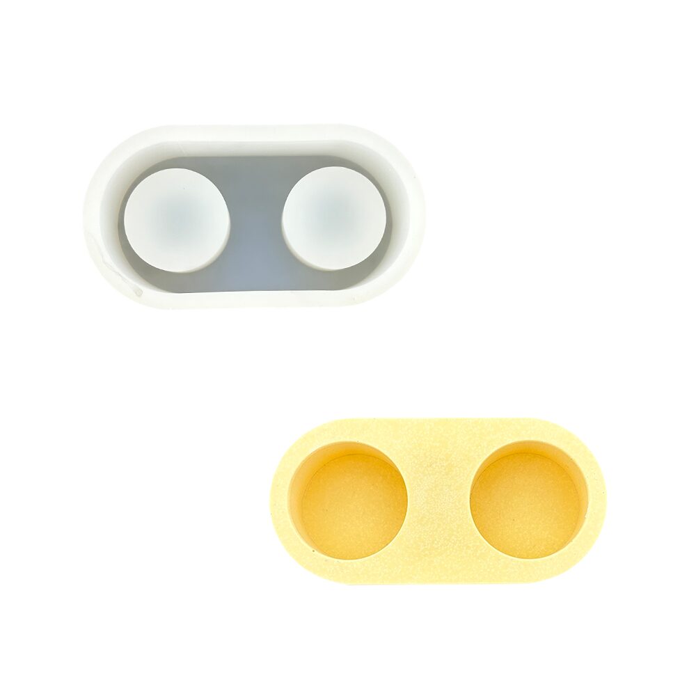 Silicone mould round tealight holder with 2 holes