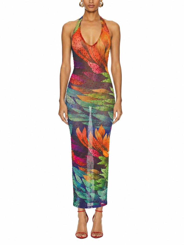 Jardin Embroidered Halter Gown