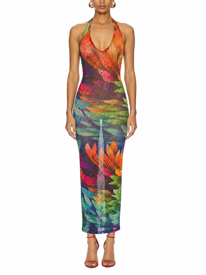 Jardin Embroidered Halter Gown