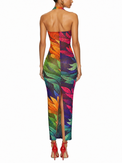 Jardin Embroidered Halter Gown
