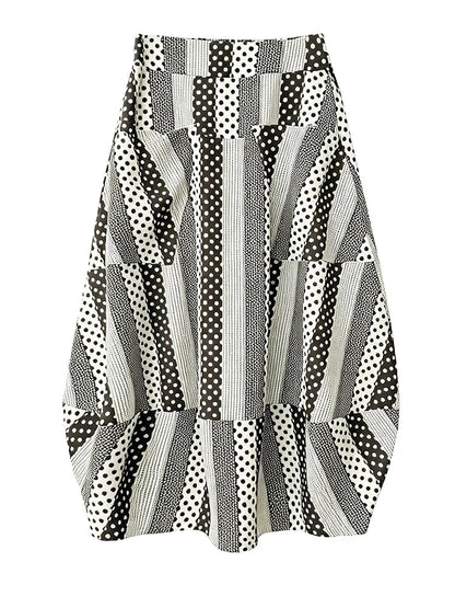 Unique Dot Striped A-Line Skirt