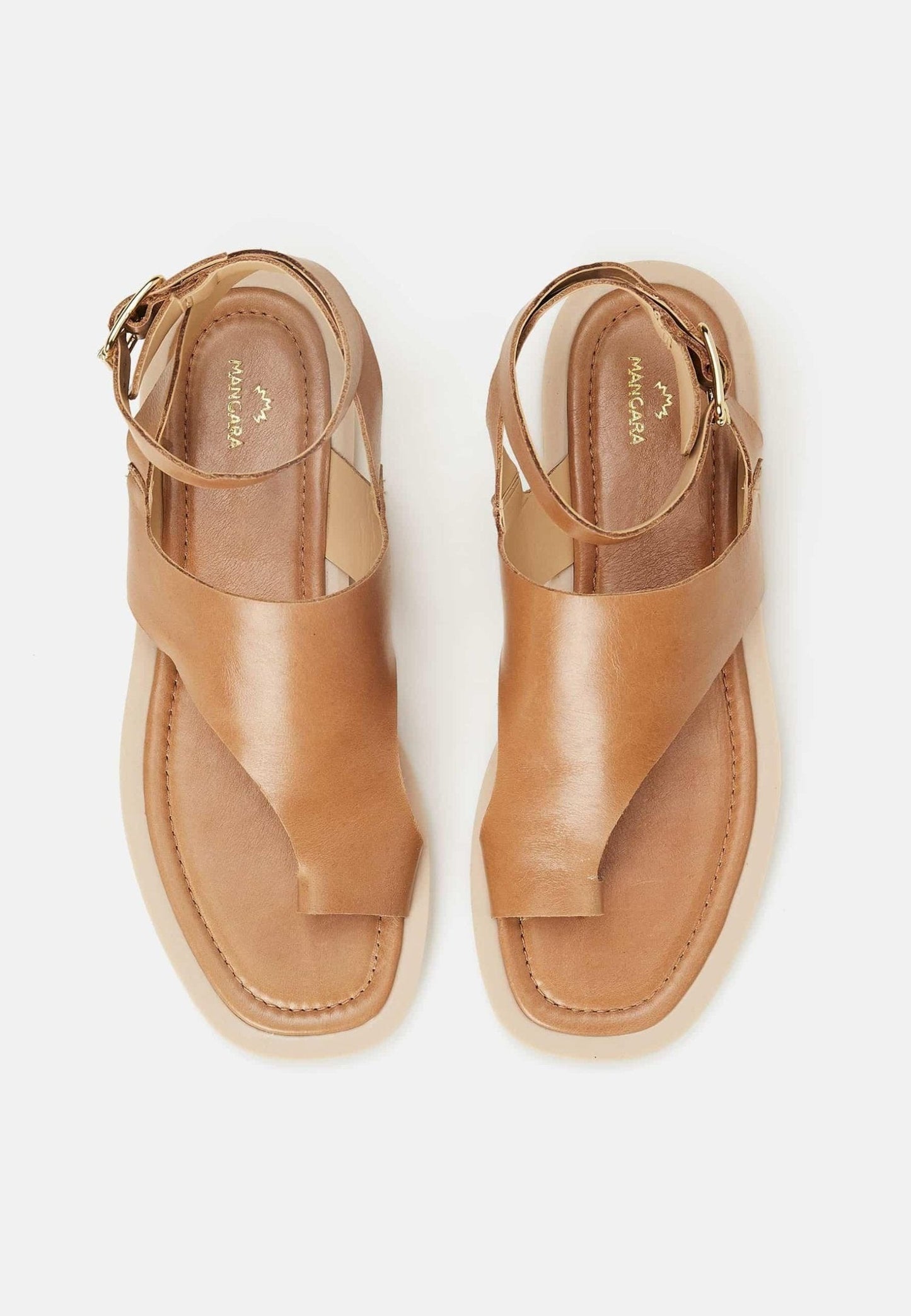 Paineira Caramel Leather Toe-Ring Flat