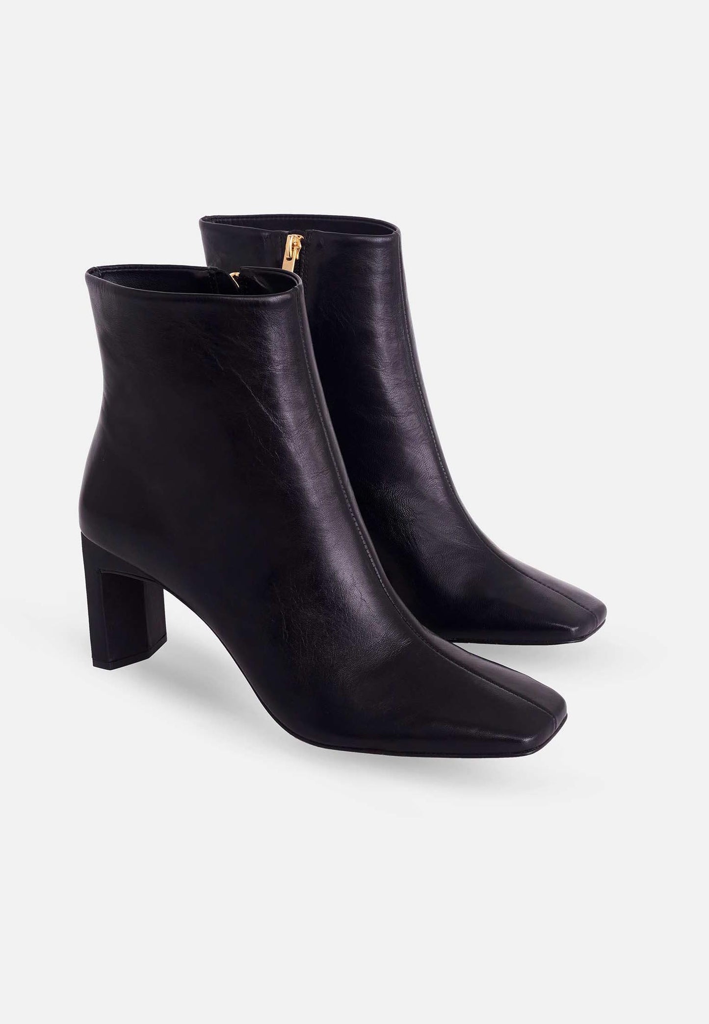 Senna Goat Black Leather Boots – Block Heel