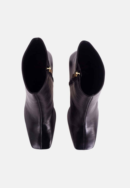 Senna Goat Black Leather Boots – Block Heel